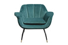 Fauteuil Abbey in groen velvet met zwart metalen onderstel