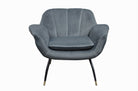 Fauteuil Abbey in slate velvet met zwart metalen onderstel