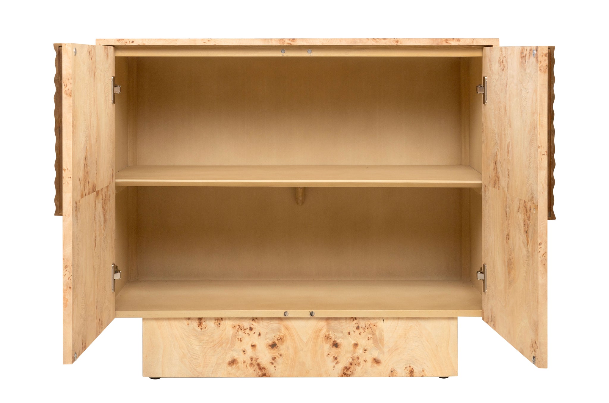 Design dressoir in Mappa Burl hout, model Baka met natuurlijke afwerking.