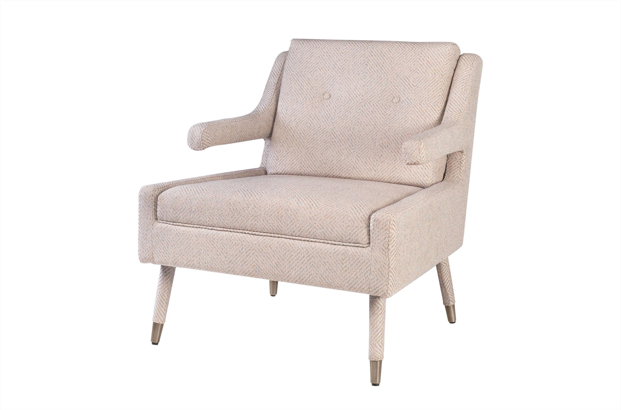 Lichte design fauteuil met gestructureerde stof en retro uitstraling