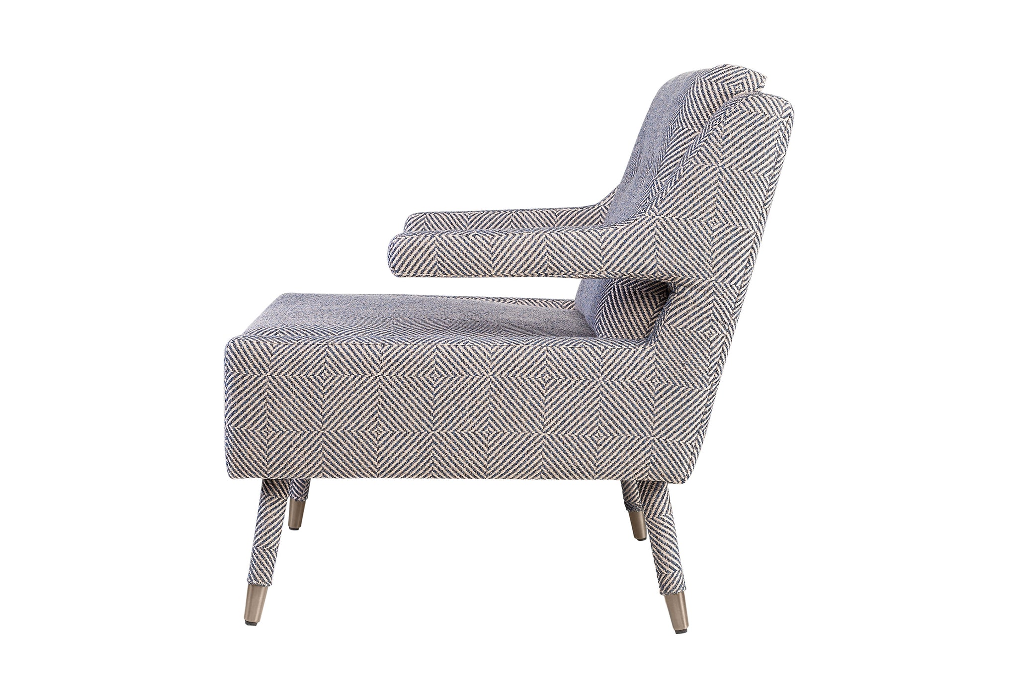 Comfortabele loungestoel in zwart-beige motiefstof Kaleido 5