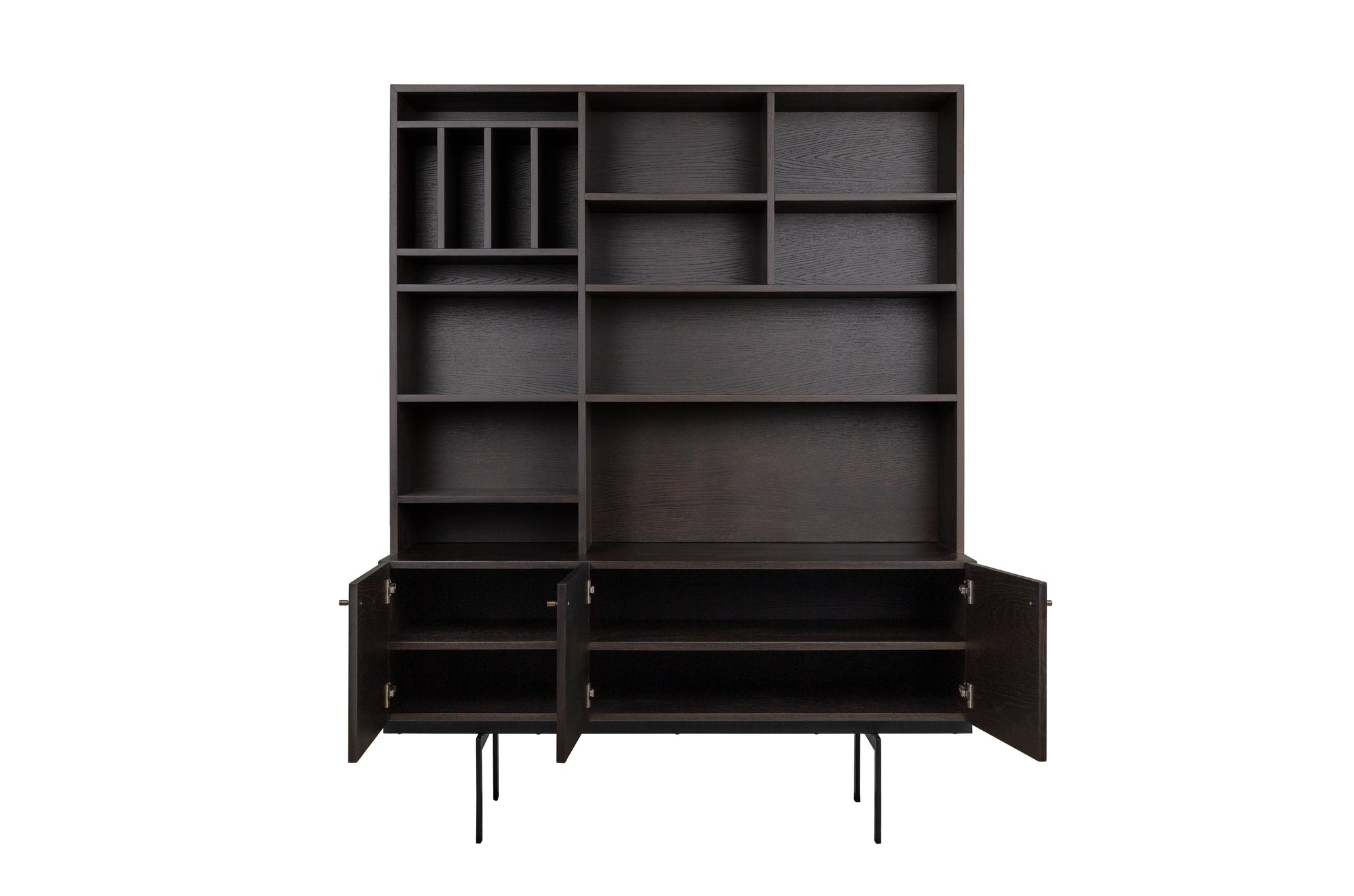 Design opbergkast met open vakken en gesloten kastdeuren