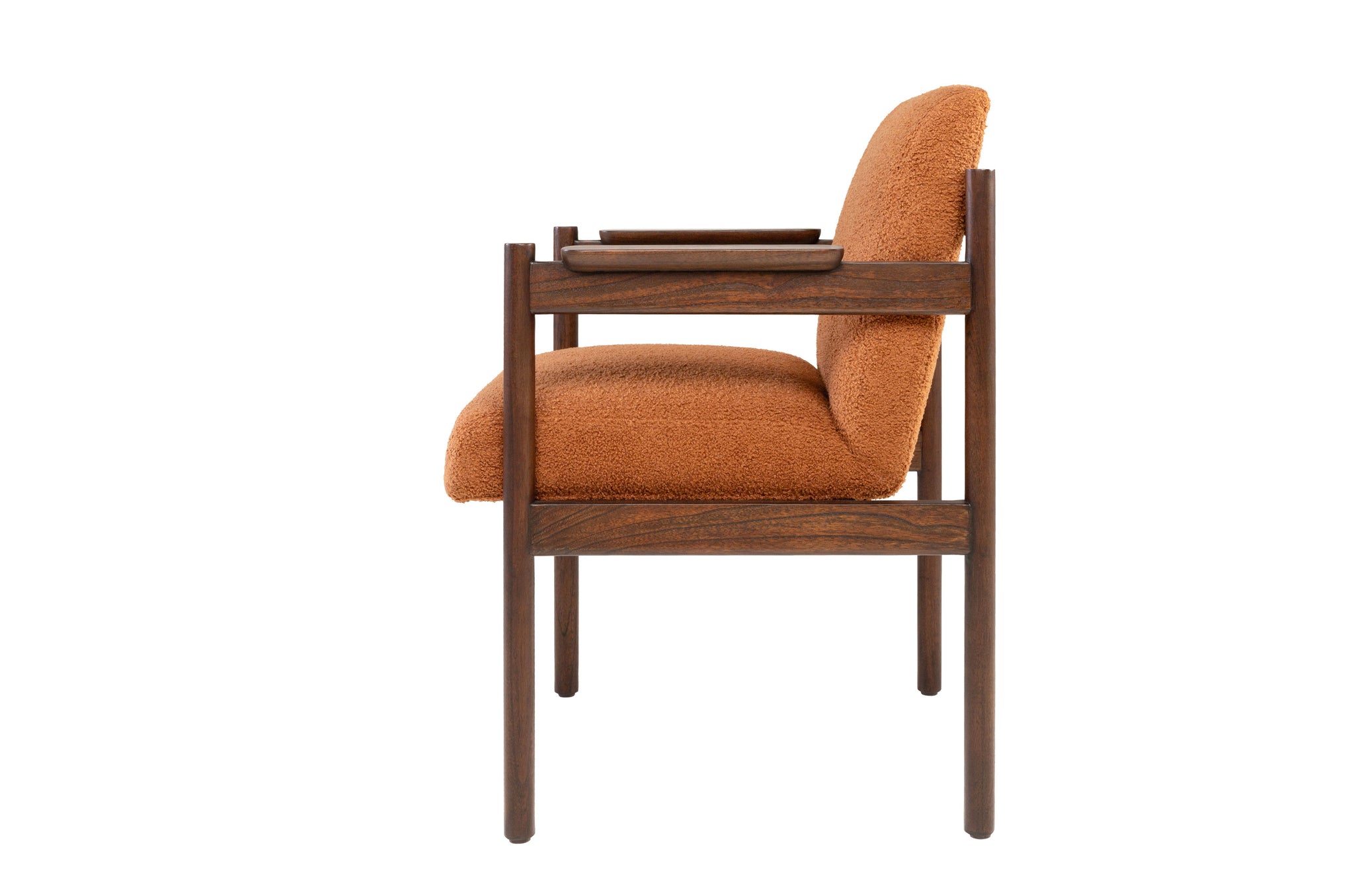 Casca eetkamerstoel van Mindi-hout met Burnt Terra bekleding