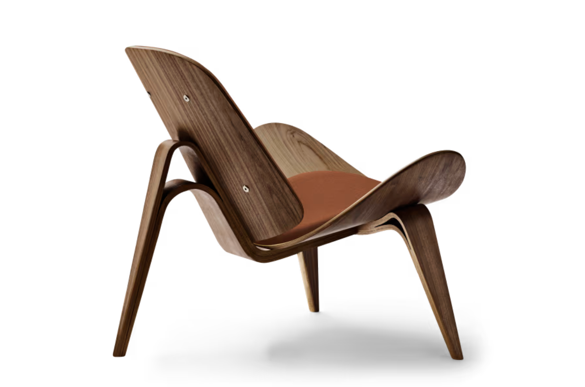 Iconische Shell fauteuil van Hans J. Wegner met leren zitting