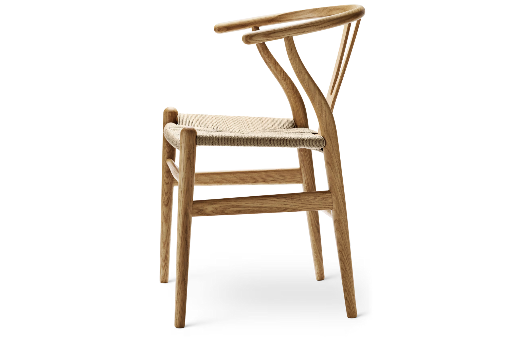 Detail van Wishbone stoel met Y-vormige rugleuning en papercord zitting