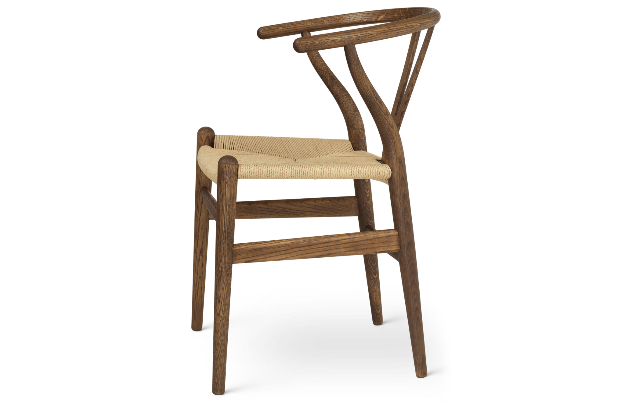 Detail van Wishbone stoel met Y-vormige rugleuning en papercord zitting