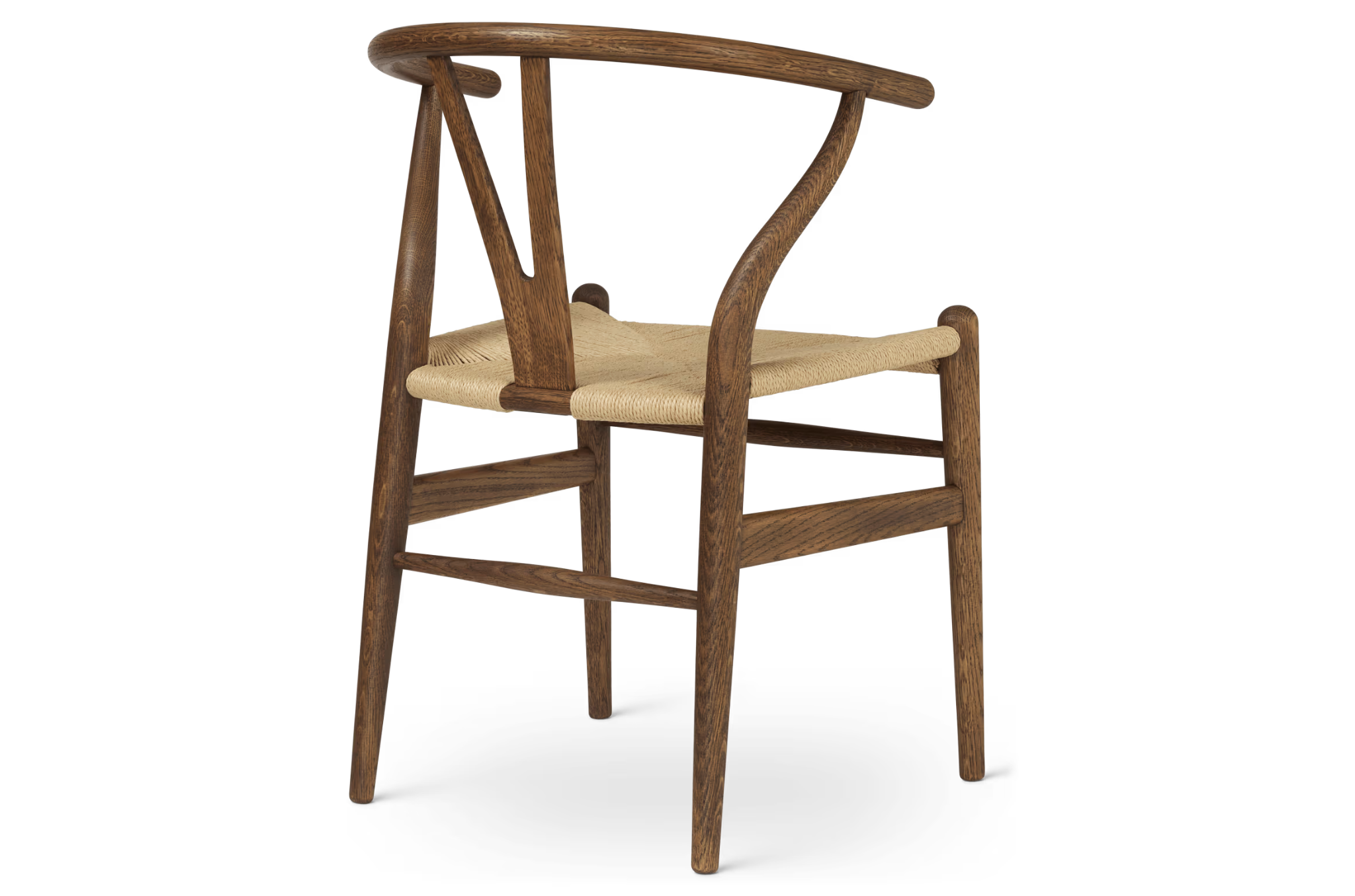 Zijaanzicht van CH24 Wishbone stoel in gerookt eiken