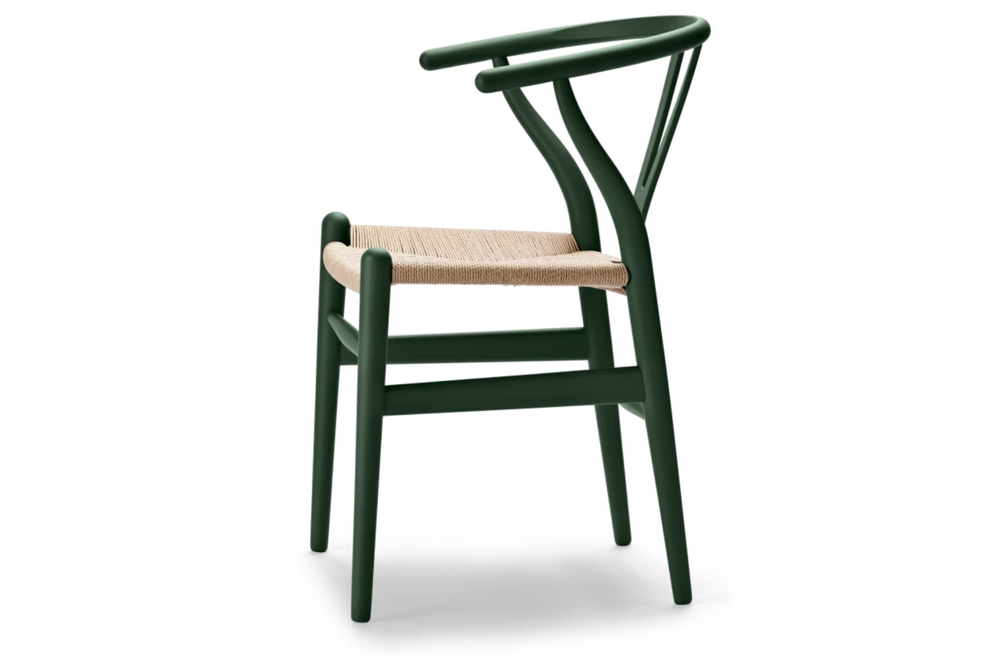 Zijaanzicht van CH24 Wishbone stoel in Soft Green