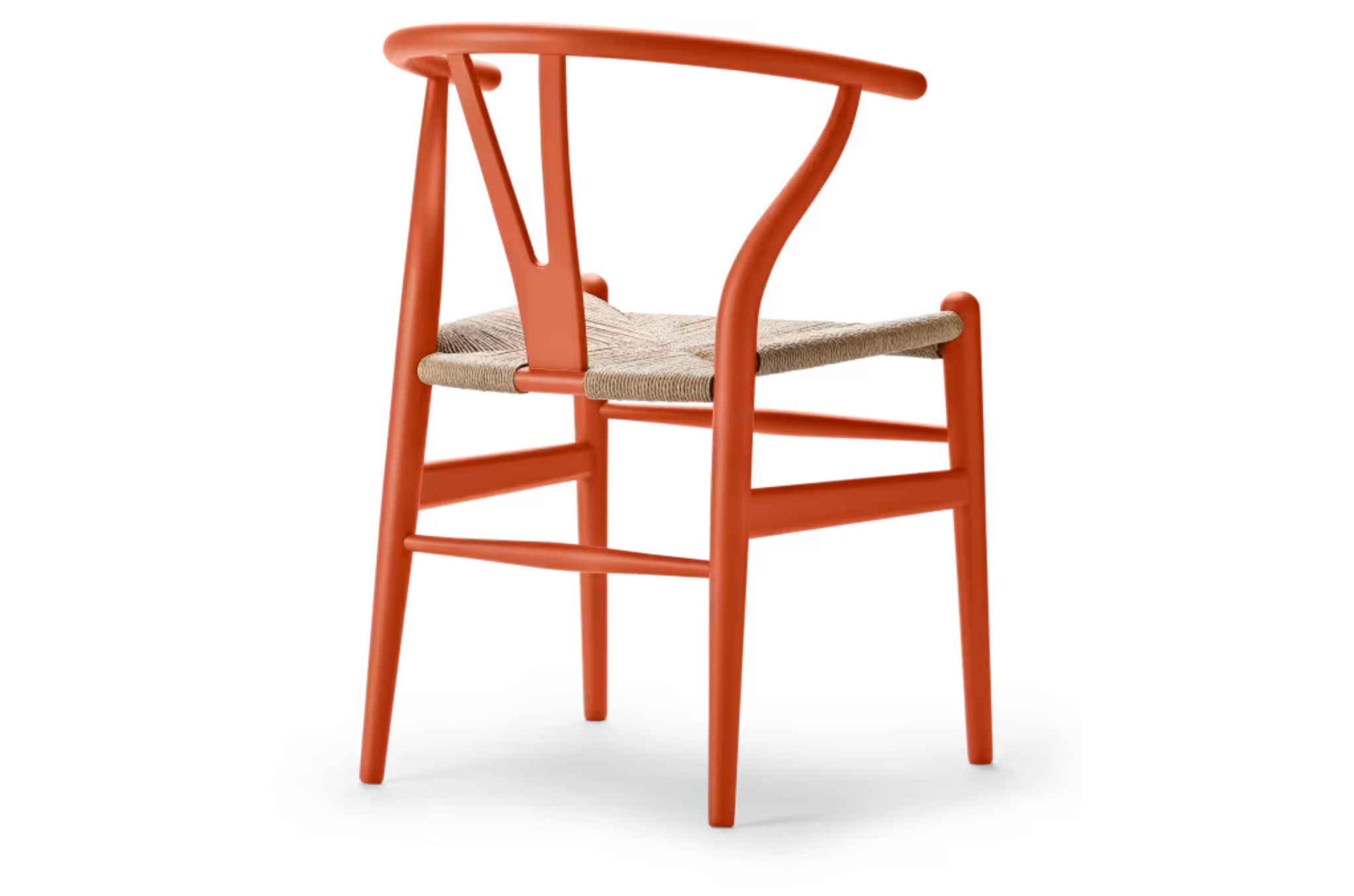 CH24 Wishbone stoel in Soft Orange Red met natural papercord