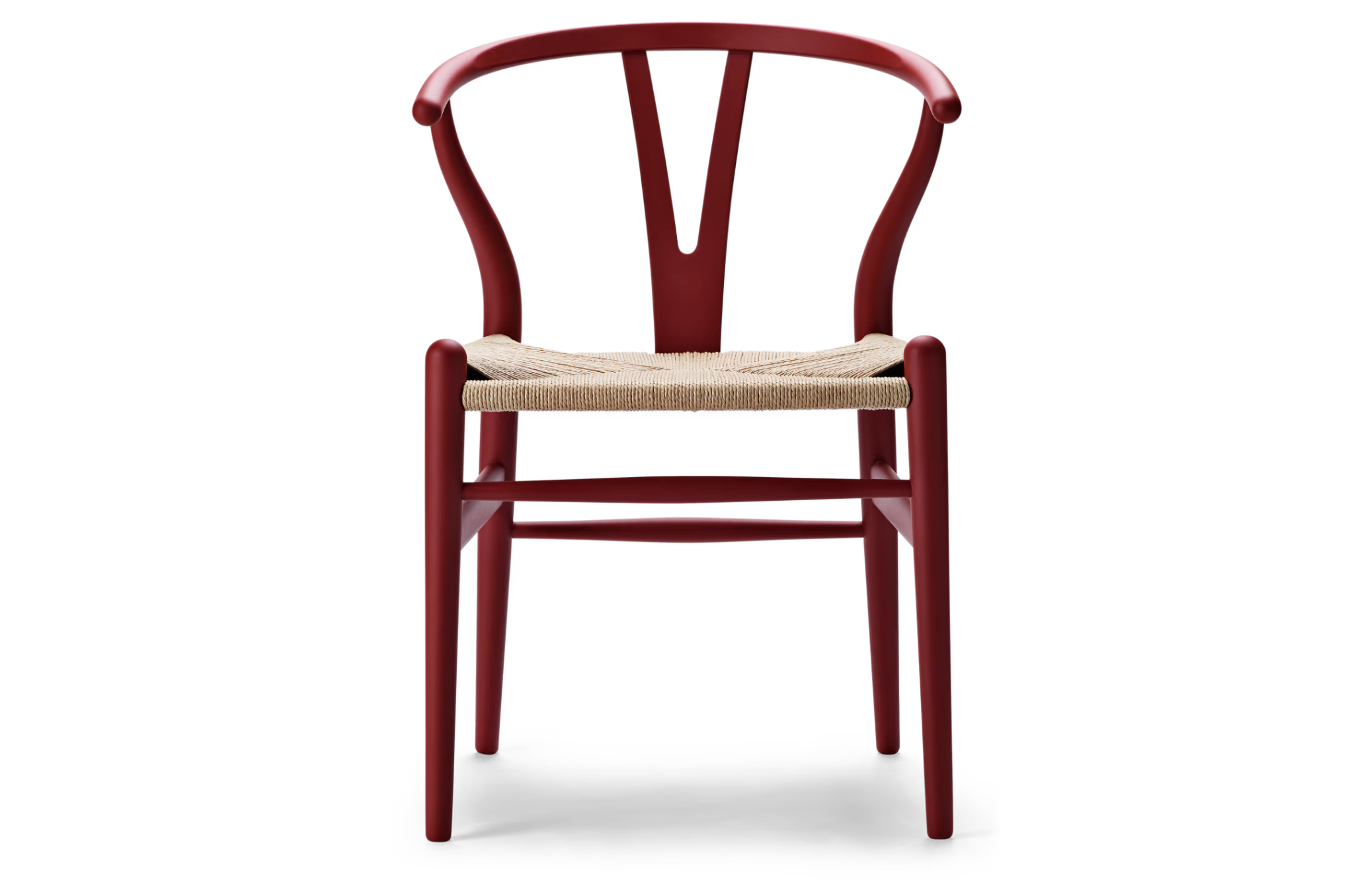 CH24 Wishbone stoel in Soft Red Brown met natural papercord