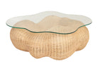 Ronde salontafel Cloud met rotan frame en glazen blad