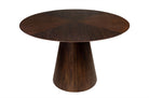 Detail van ronde houten eettafel Congo Ø120