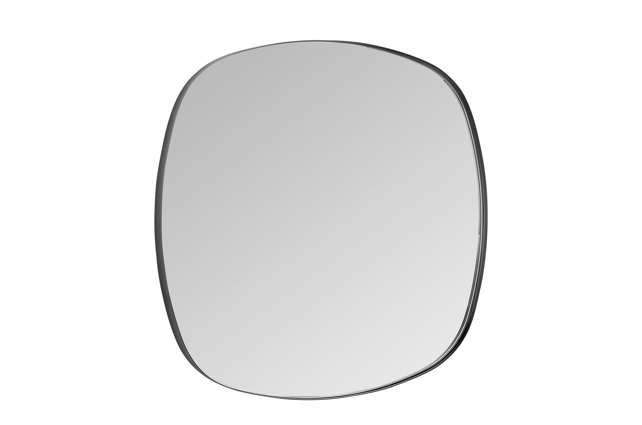 Minimalistische zwarte spiegel met messing frame.