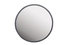 Moderne ronde spiegel met mat zwart metalen frame.