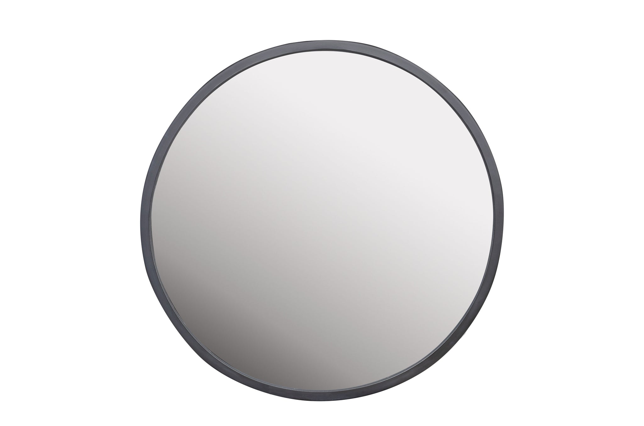 Moderne ronde spiegel met mat zwart metalen frame.