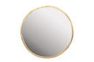 Ronde spiegel met slank brushed gold frame.