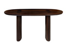 Consoletafel Durban van Versmissen in gerookt eucalyptusfineer met ronde poten en warme houtkleur
