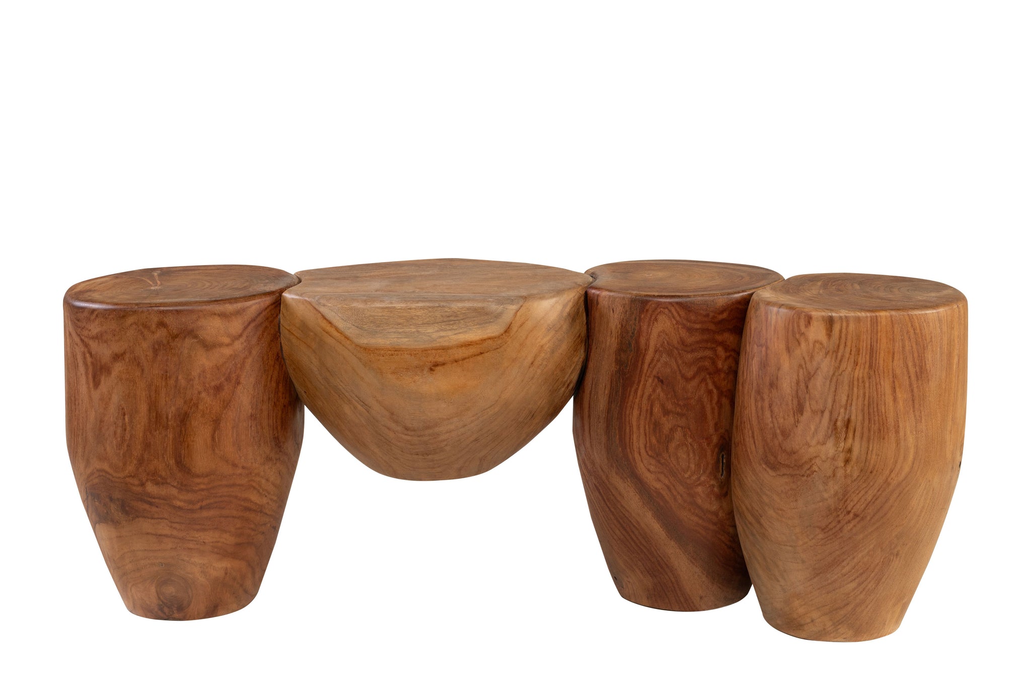 Massieve teak bank Shizen met organische vormen in Natural afwerking