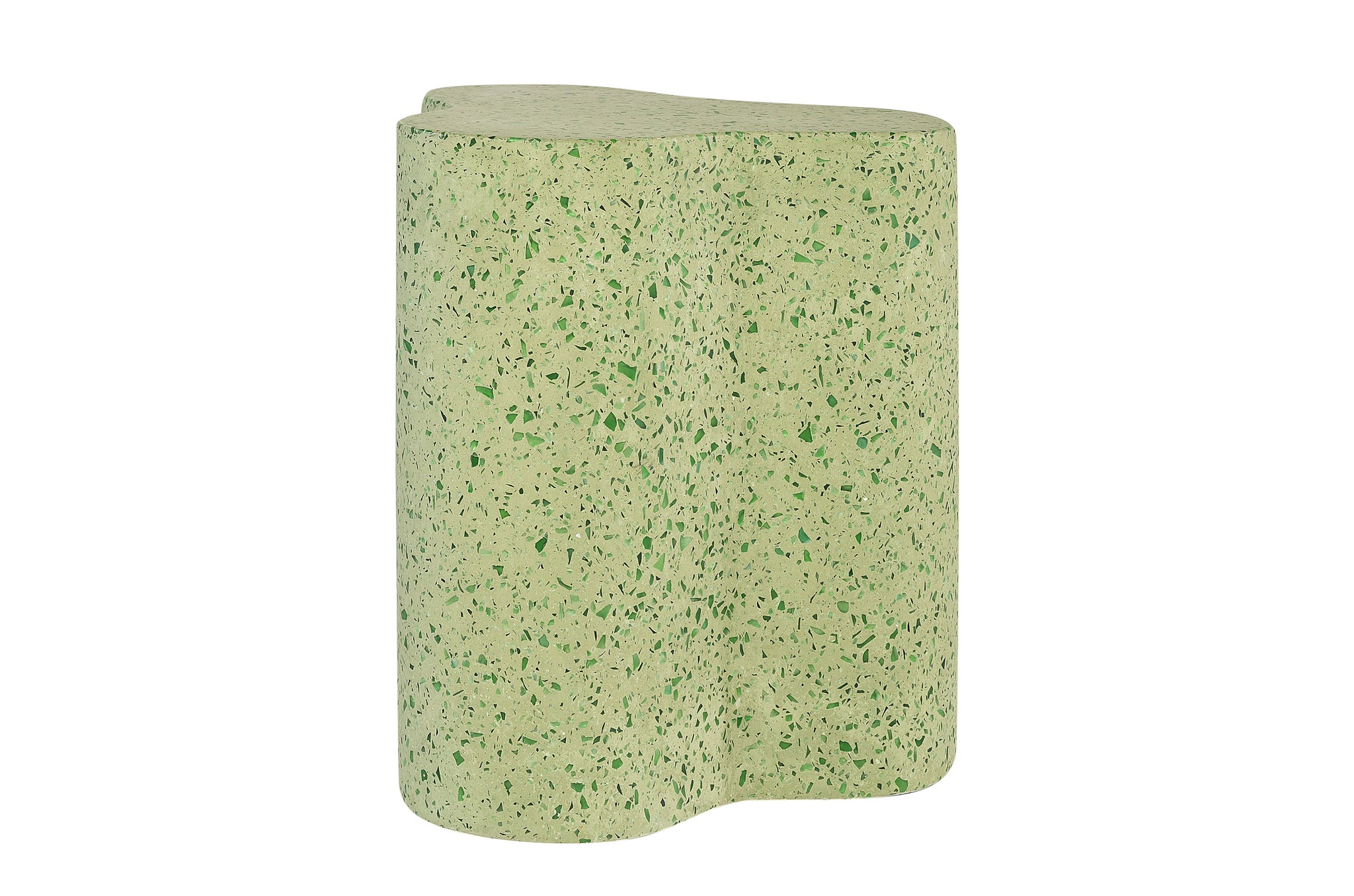 Sculpturale groene terrazzo tafel Freddy – elegant designobject.