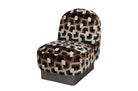 Fauteuil Gabriel met grafische Chain-stof en stalen basis