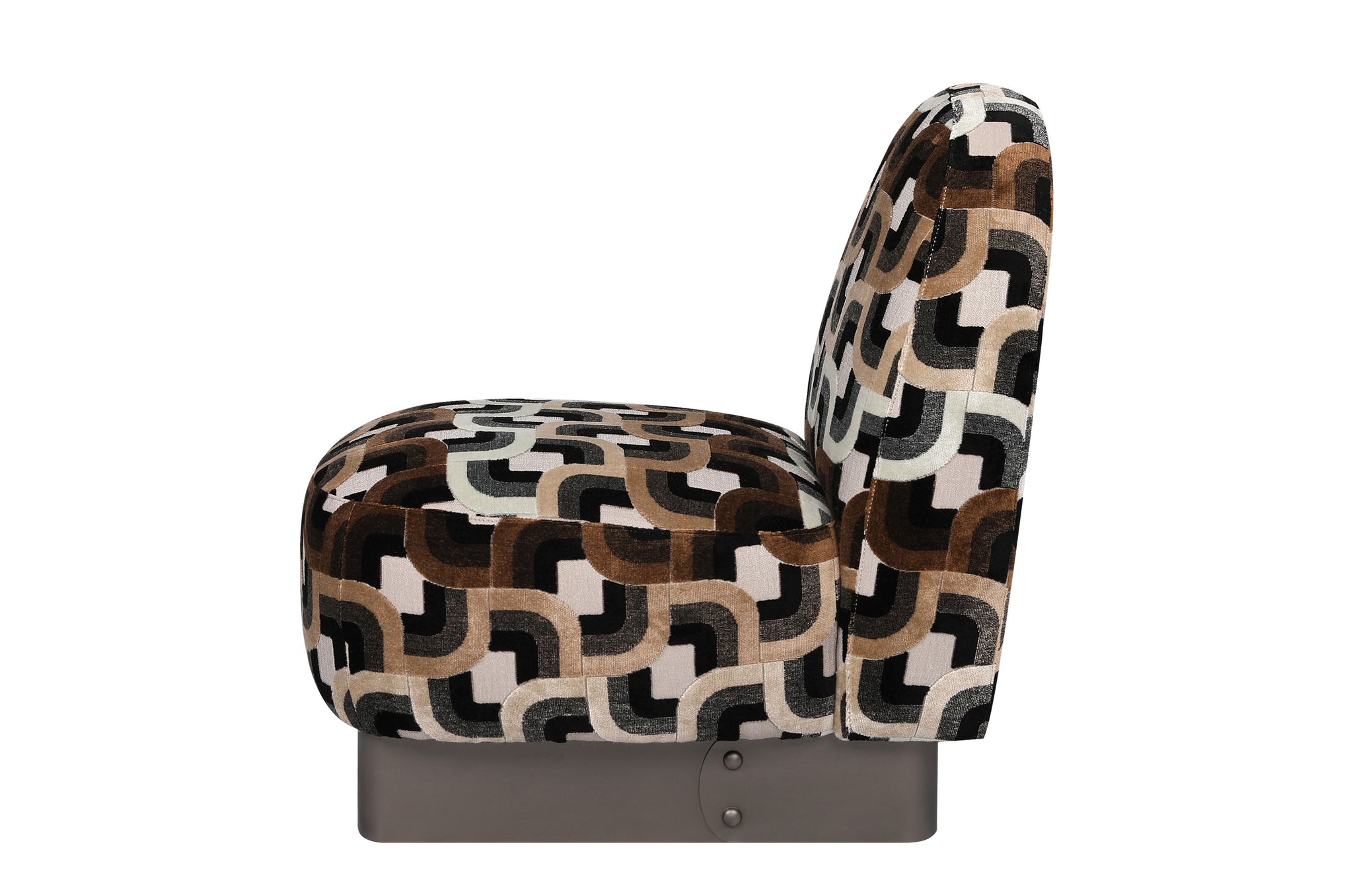 Compacte accentstoel Gabriel met Chain-patroon en stevige stalen voet