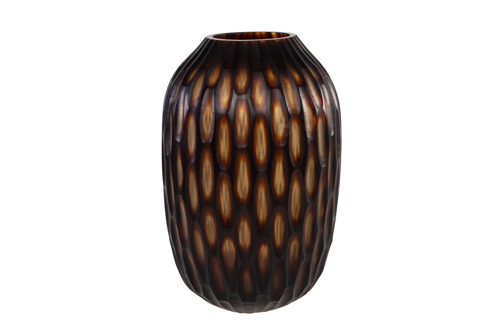 Designvaas van massief gekleurd glas met organische textuur