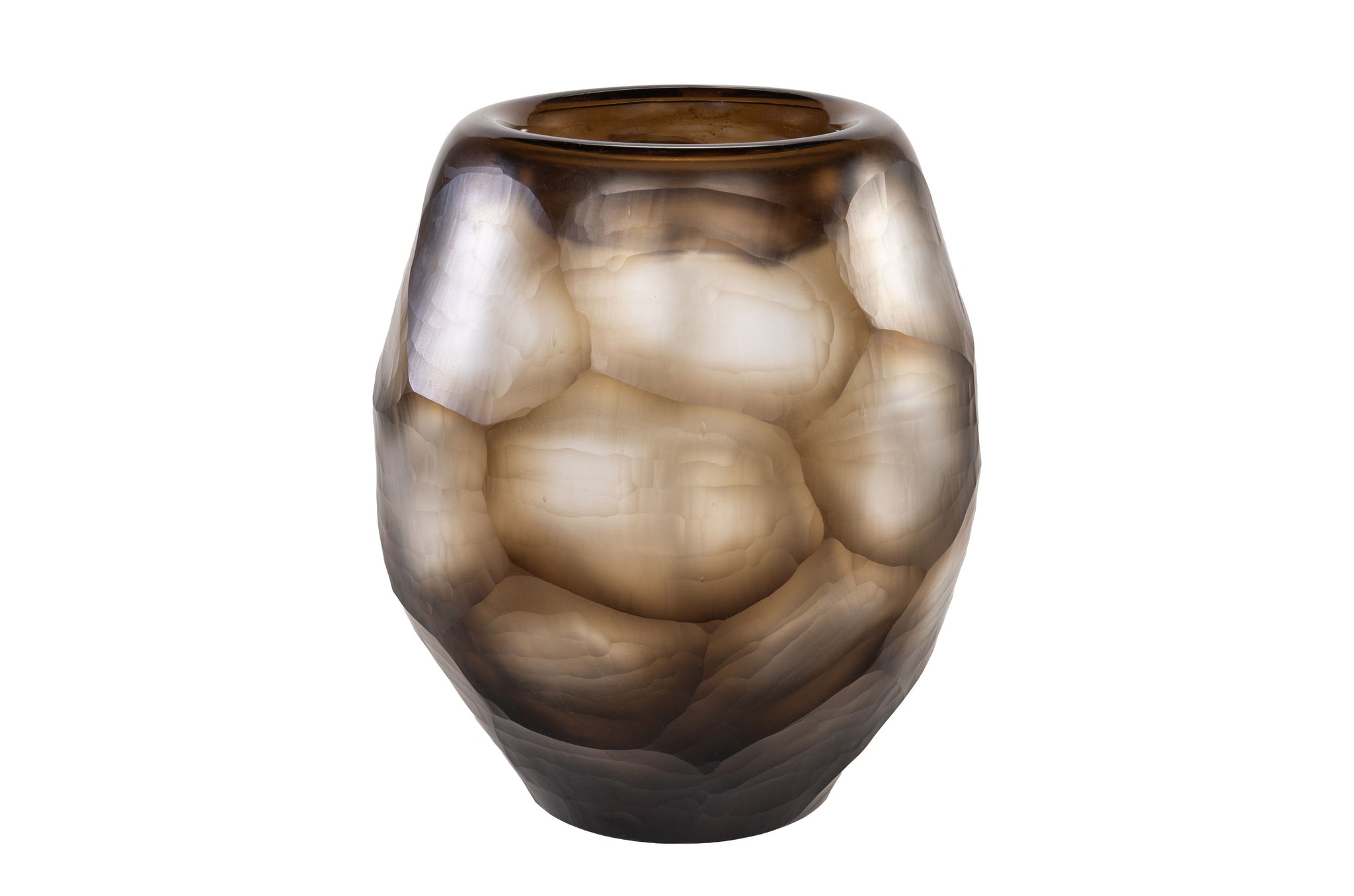 Ambachtelijke vaas van massief glas met zacht kleurverloop