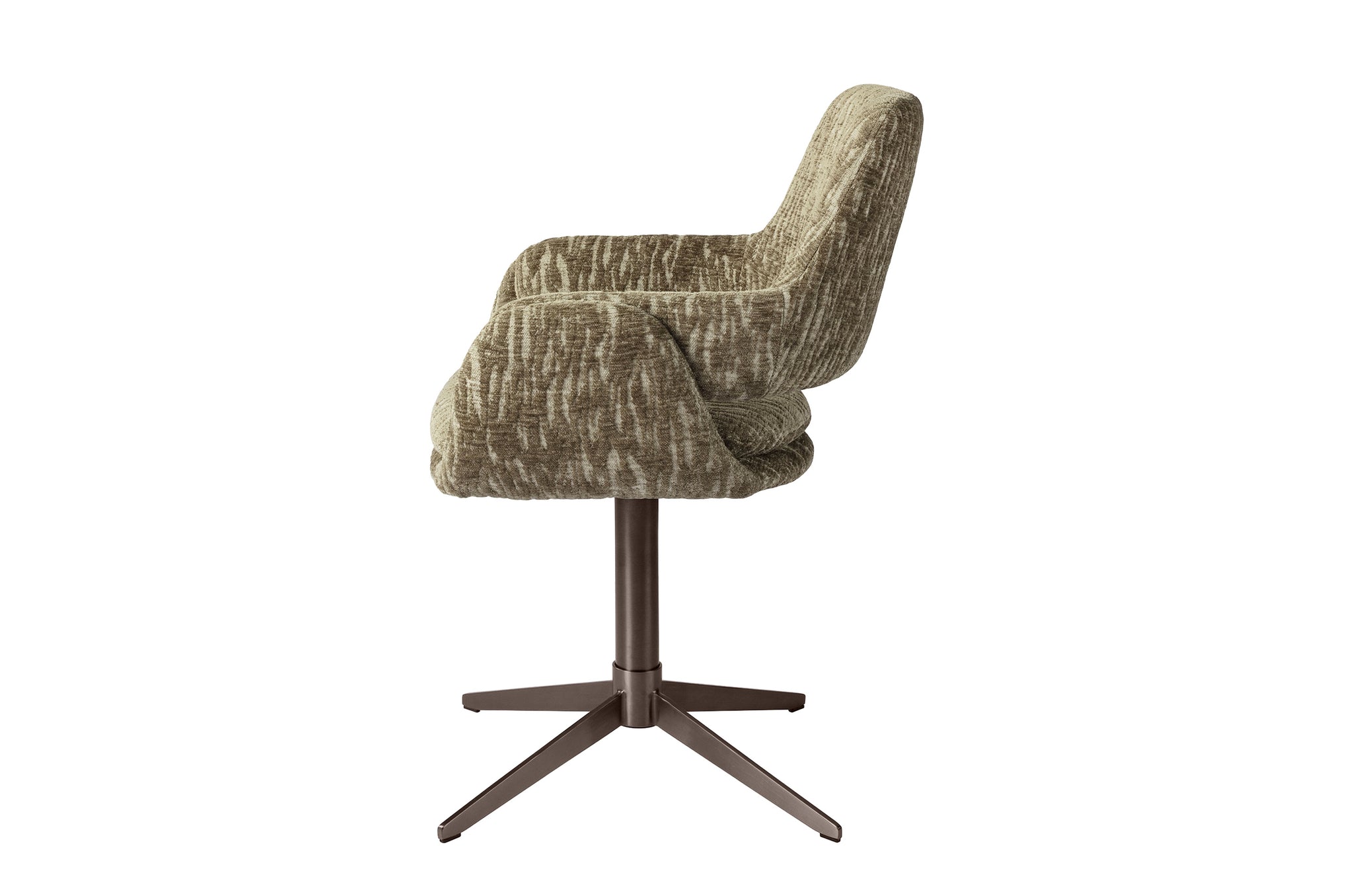 Designstoel Harvey – groene Mura-stof en brushed bronze metalen voet