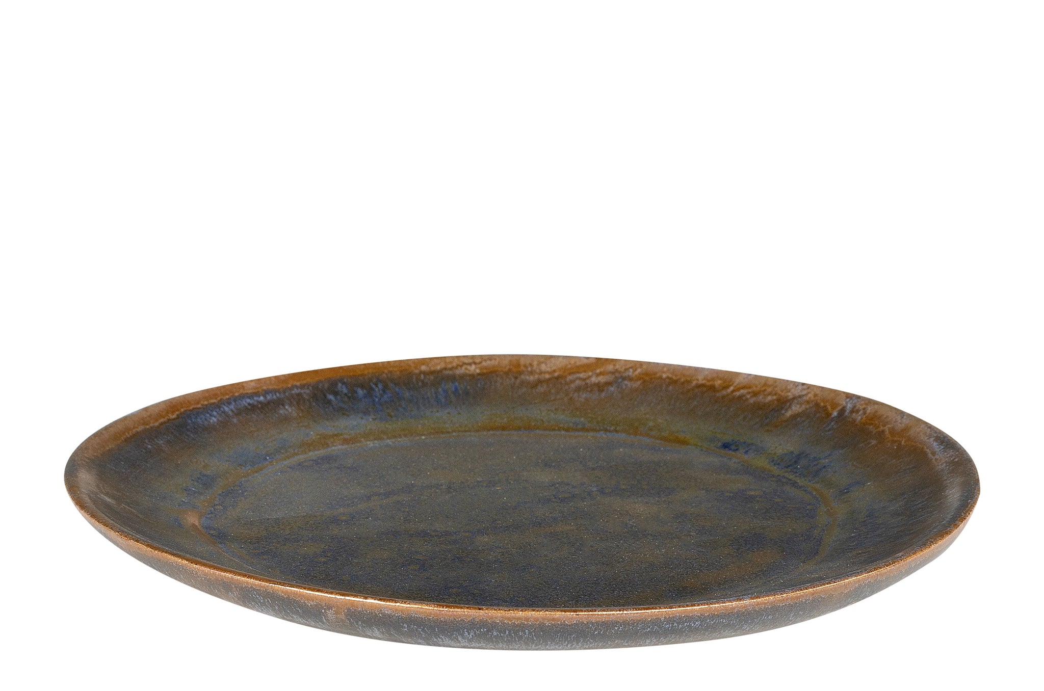 Decoratieve earthenware schaal en bord set in bronze finish