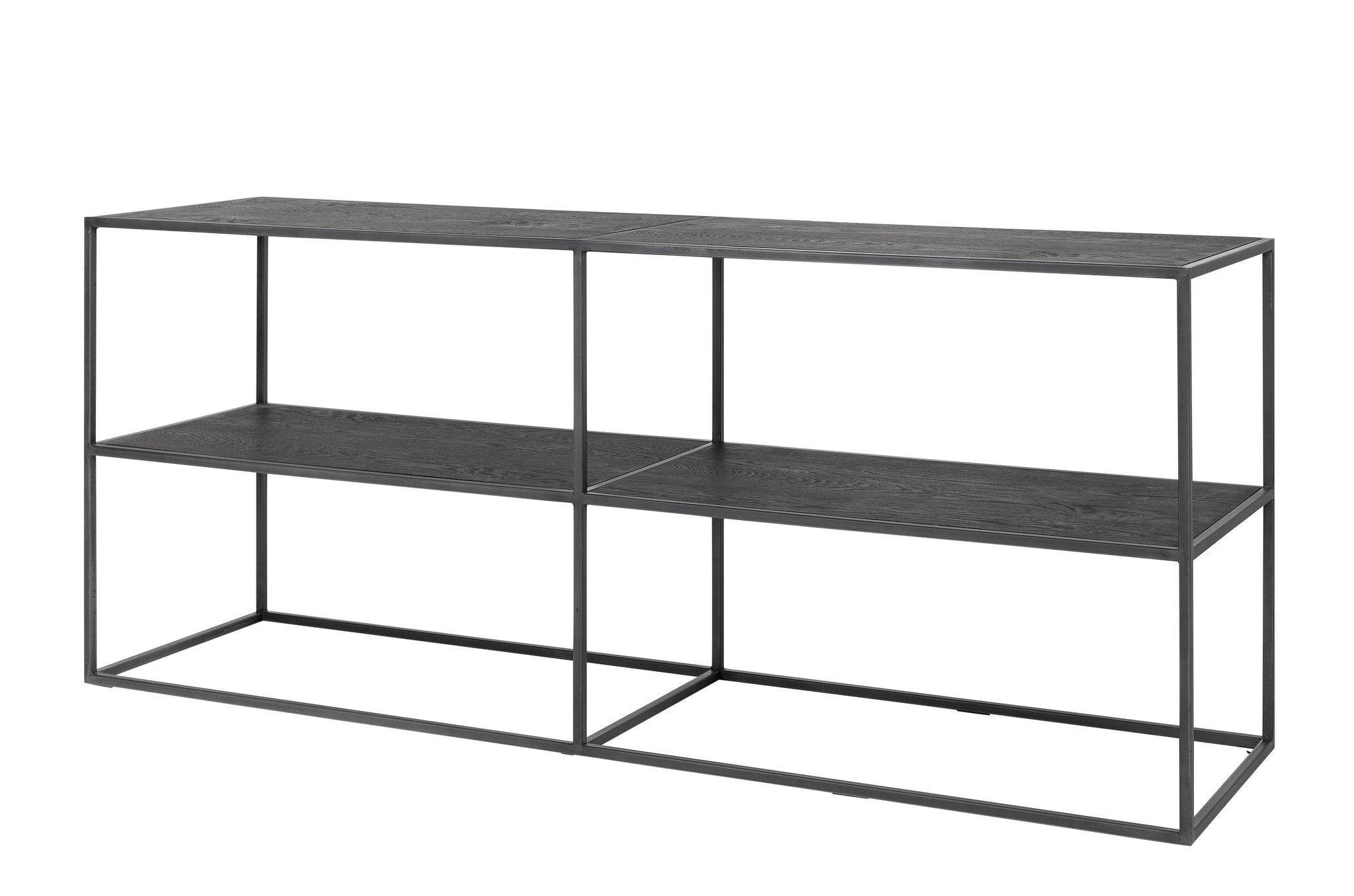 Modern wandrek Illusion in staal en eikenfineer, minimalistisch ontwerp met natuurlijke afwerking voor luxe interieurs.