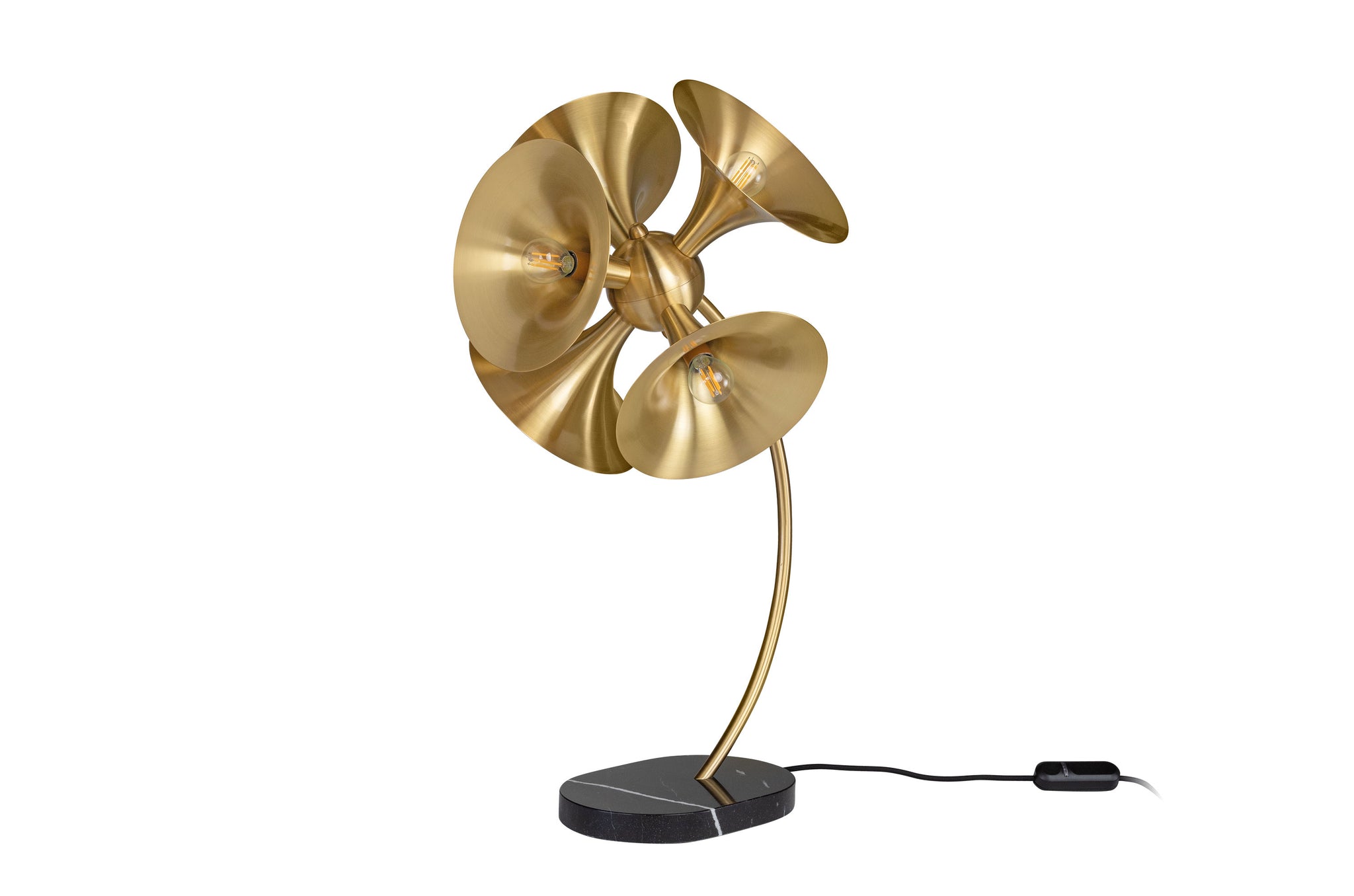 Dimbare tafellamp Jazz met marmeren basis en messing afwerking