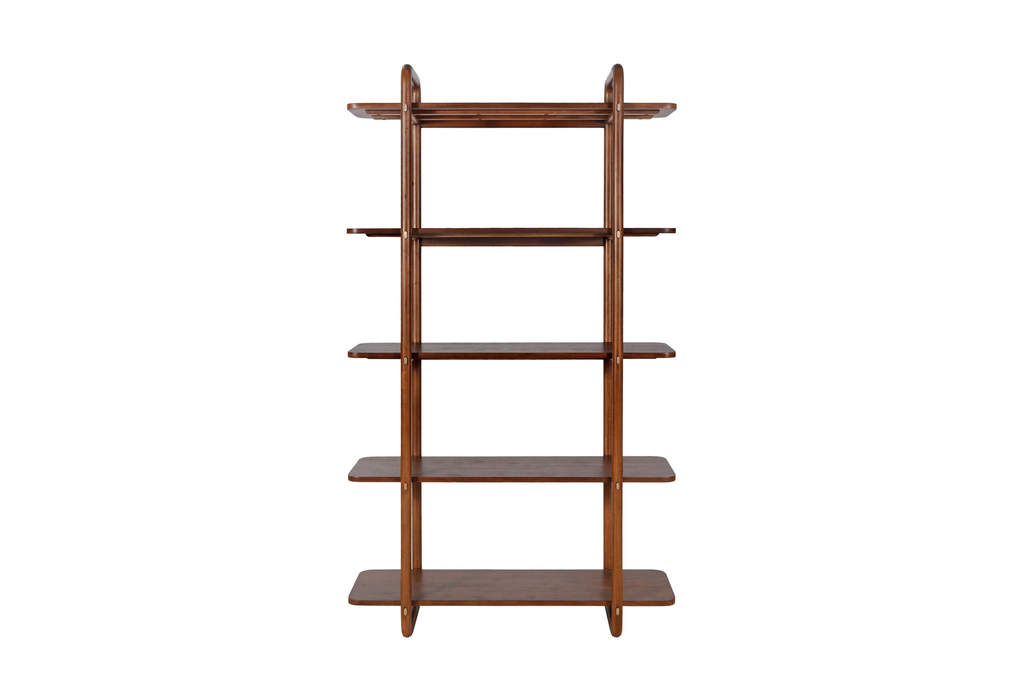 Wandrek Khami L van mahoniehout in Light Roasted Coffee – vrijstaand designrek met open structuur.