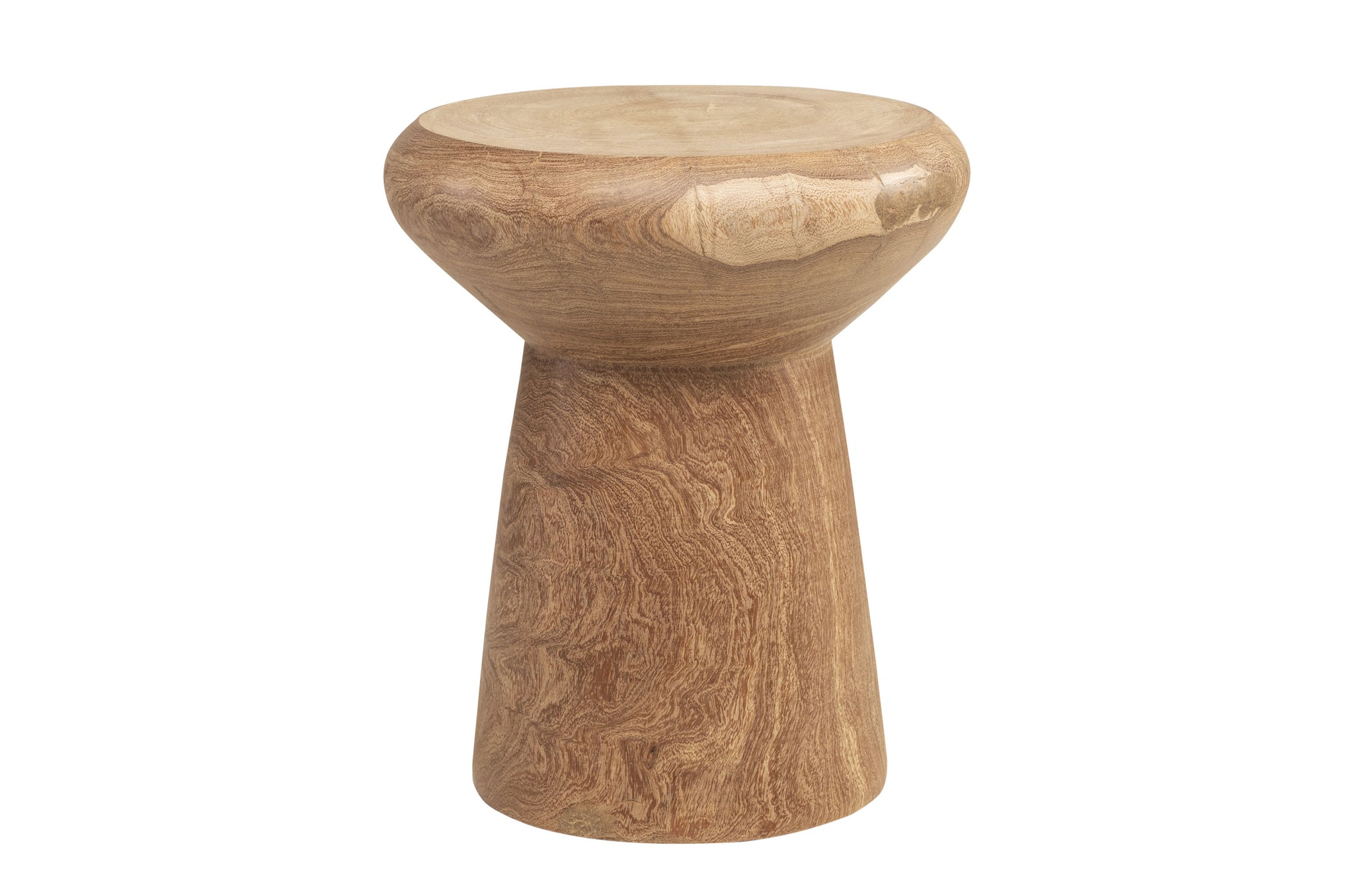 Bijzettafel Mush van dimbhout met organische vorm en natural finish