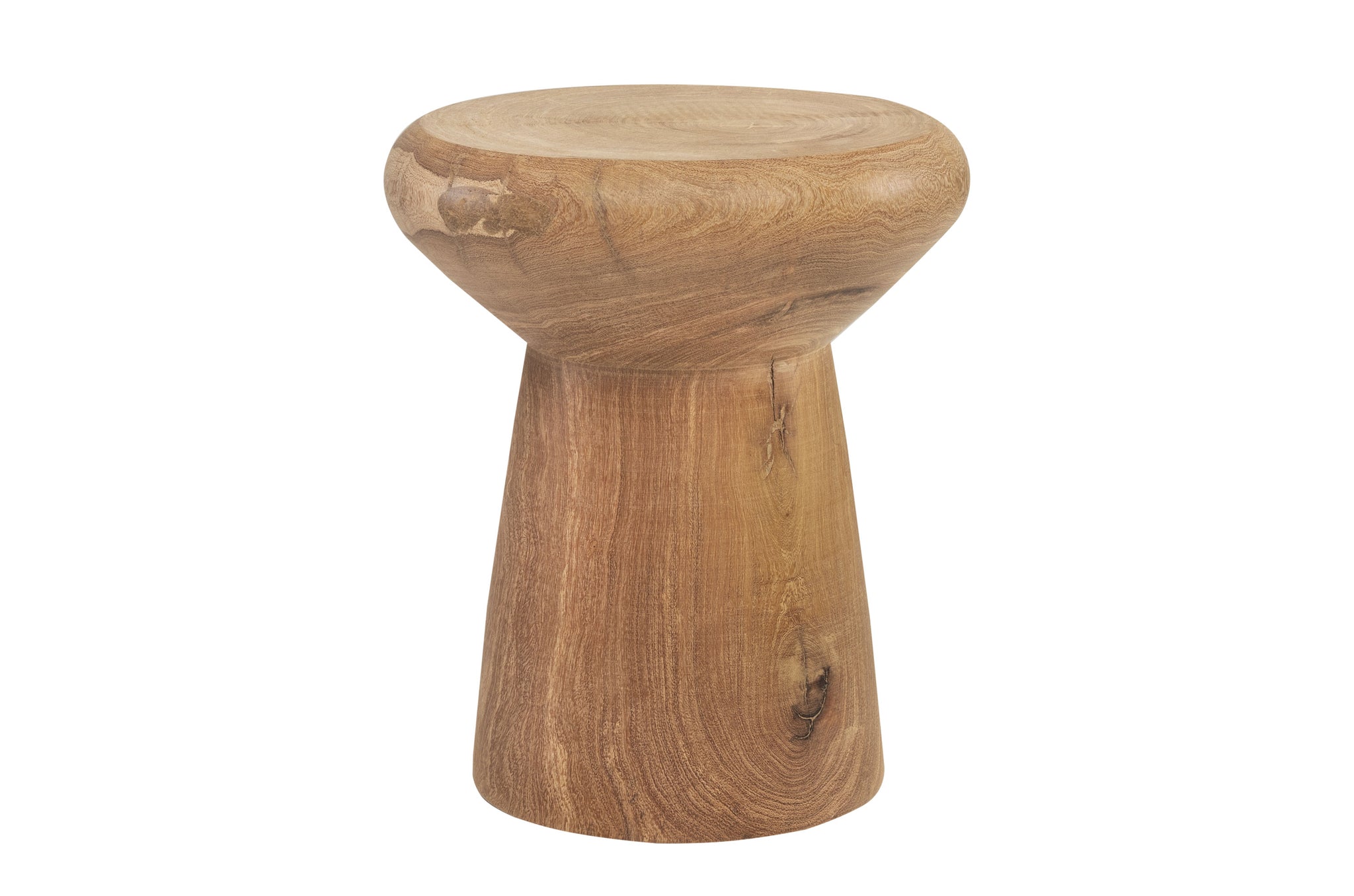 Design bijzettafel Mush in massief dimbhout met warme nerftekening