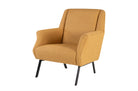 Comfortabele fauteuil Leman met afgeronde vormen en ocre bekleding
