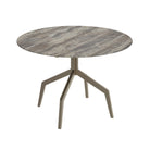 Eettafel Razor Small met grijs travertijn blad en bronzen metalen onderstel