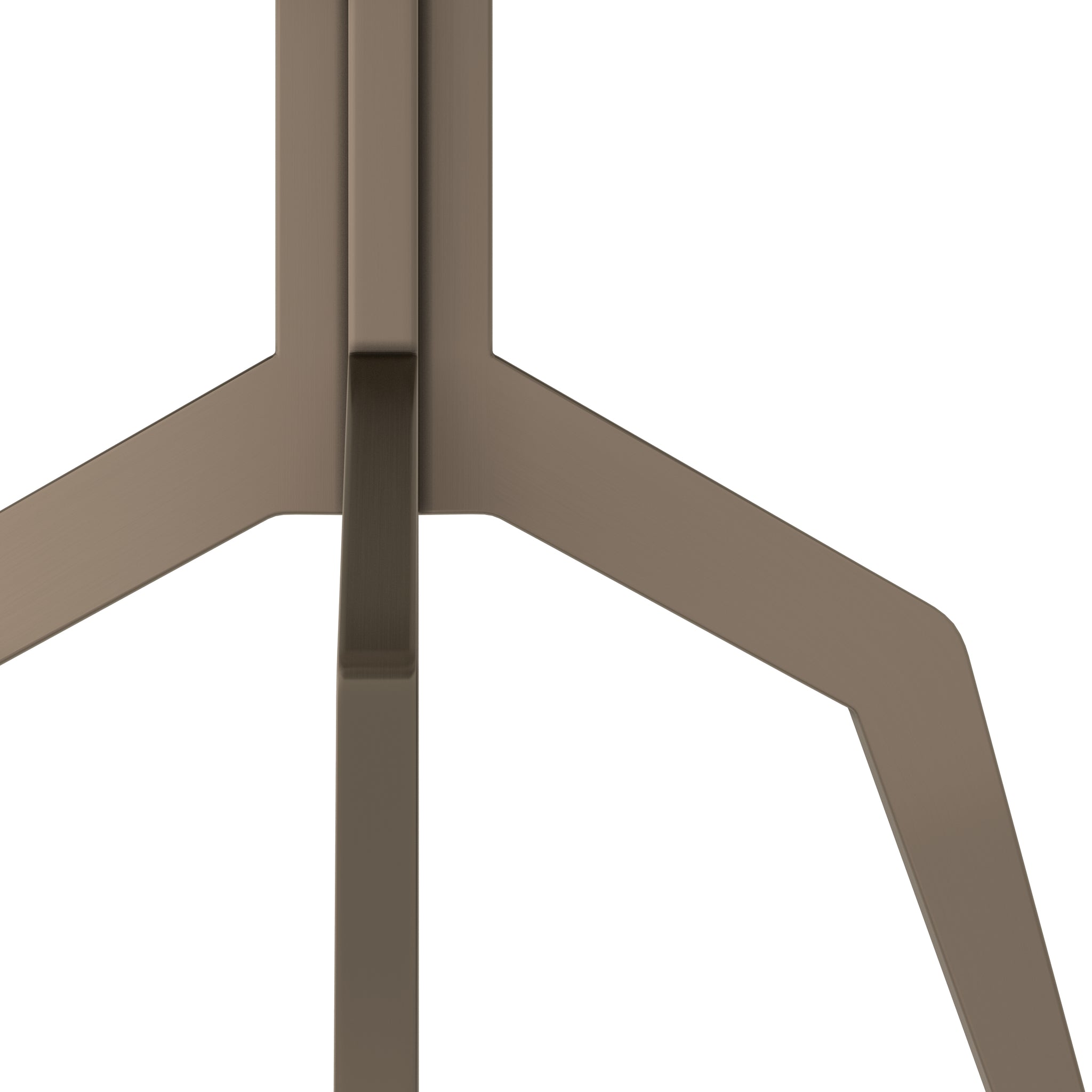 Tijdloze eettafel in grijs travertijn met elegant bronzen onderstel