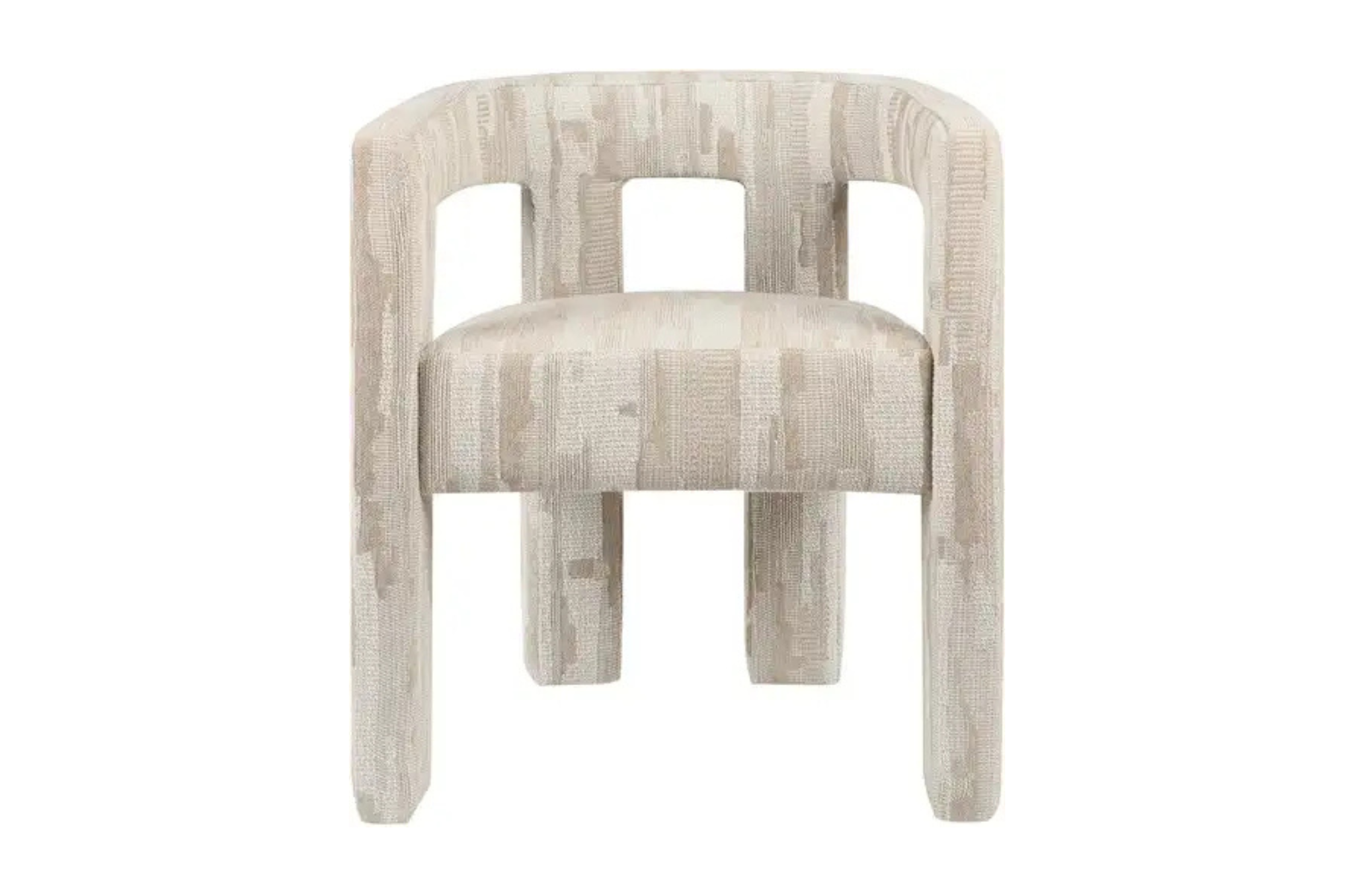 Eetkamerstoel Madison in Scape Sand – moderne designstoel met ronde vormen en zandkleurige stof