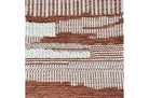 Ronde poef in terracotta en zandkleurige Scape-stof – Madison