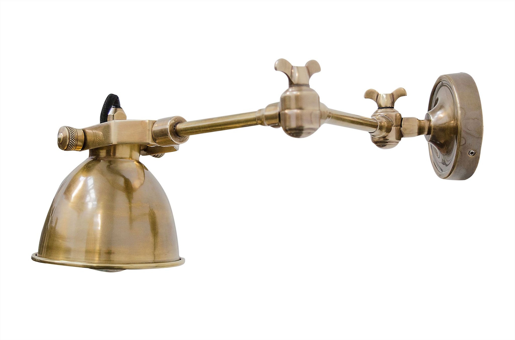 Functionele design wandlamp van antiek messing met verstelbare arm – Maxim Swing van Versmissen