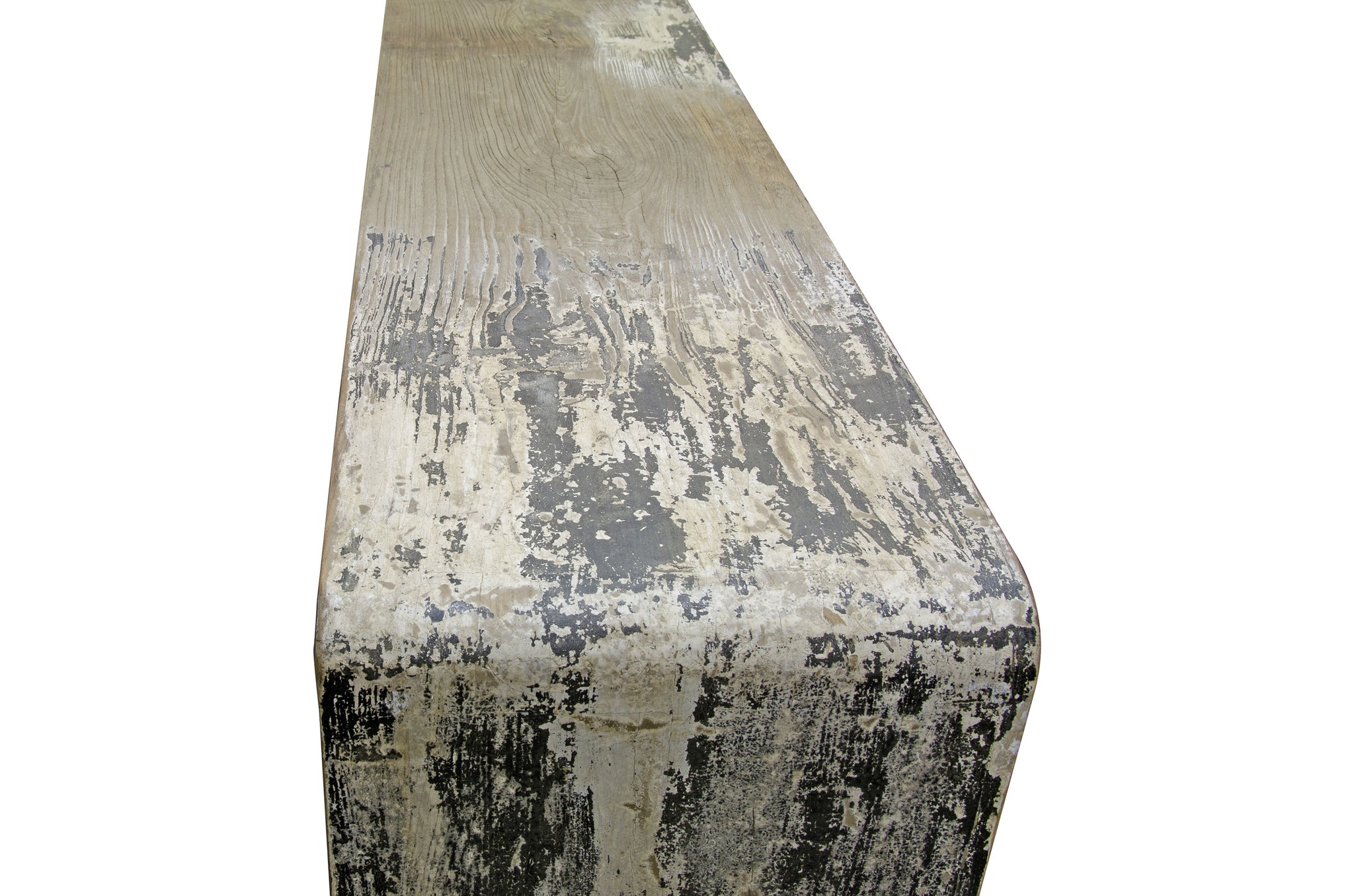 Design consoletafel van oud hout, elk exemplaar met eigen textuur en kleurvariatie