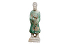 Decoratief terracotta figuur in groene tinten met antieke look.