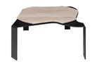 Travertijn koffietafel met zwart gepoedercoate poten