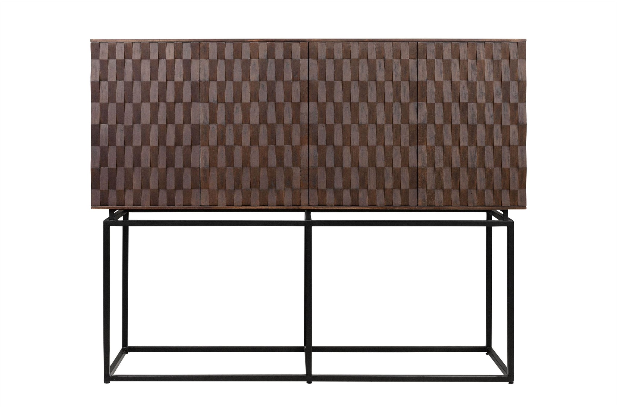 Barkast Naga in roasted coffee fineer met zwart metalen frame