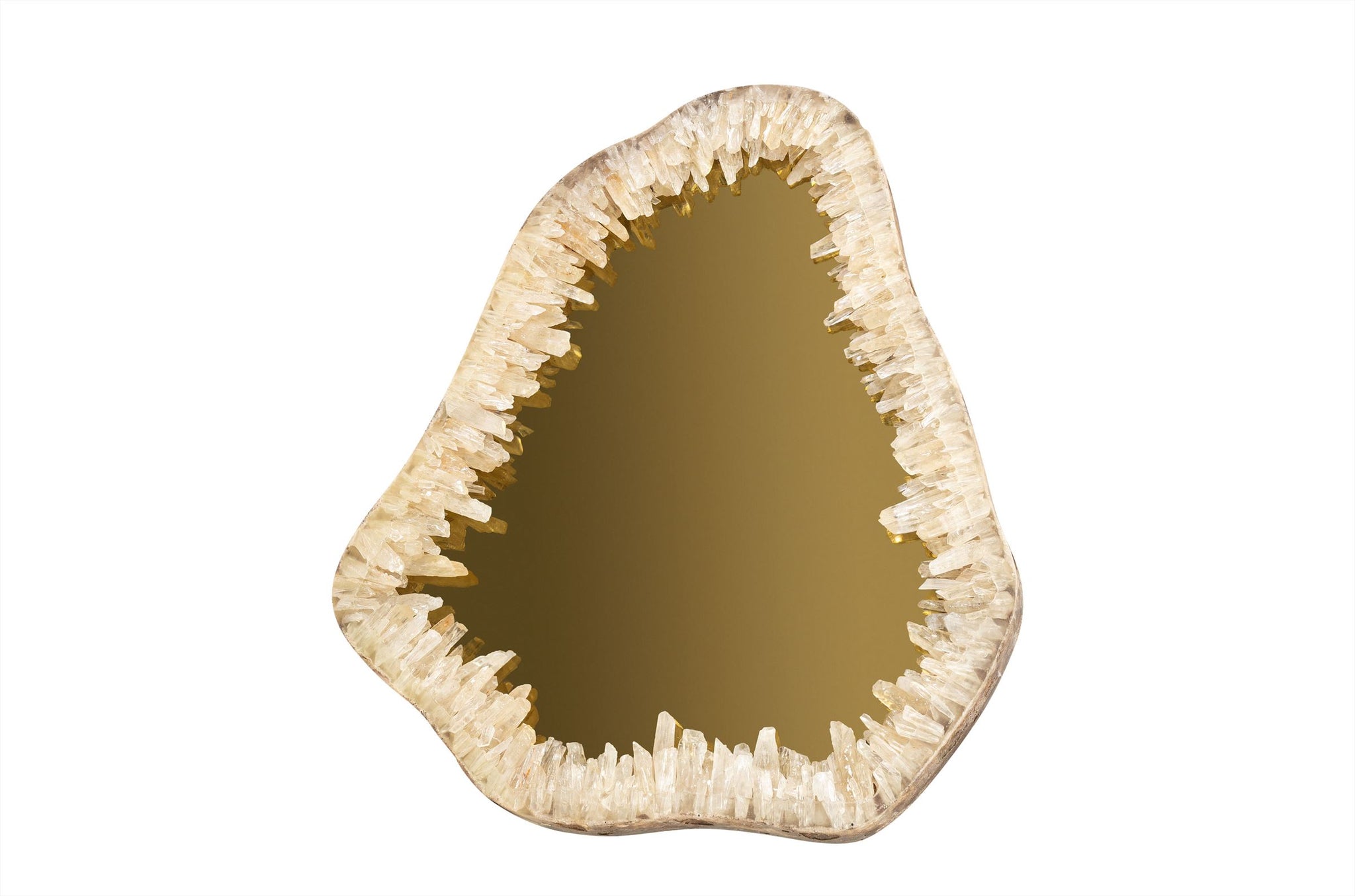 Spiegel Quartz Large met organische vorm en kristalrand.