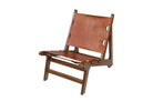 Fauteuil Nomad van teak met natuurlijke leren zitting