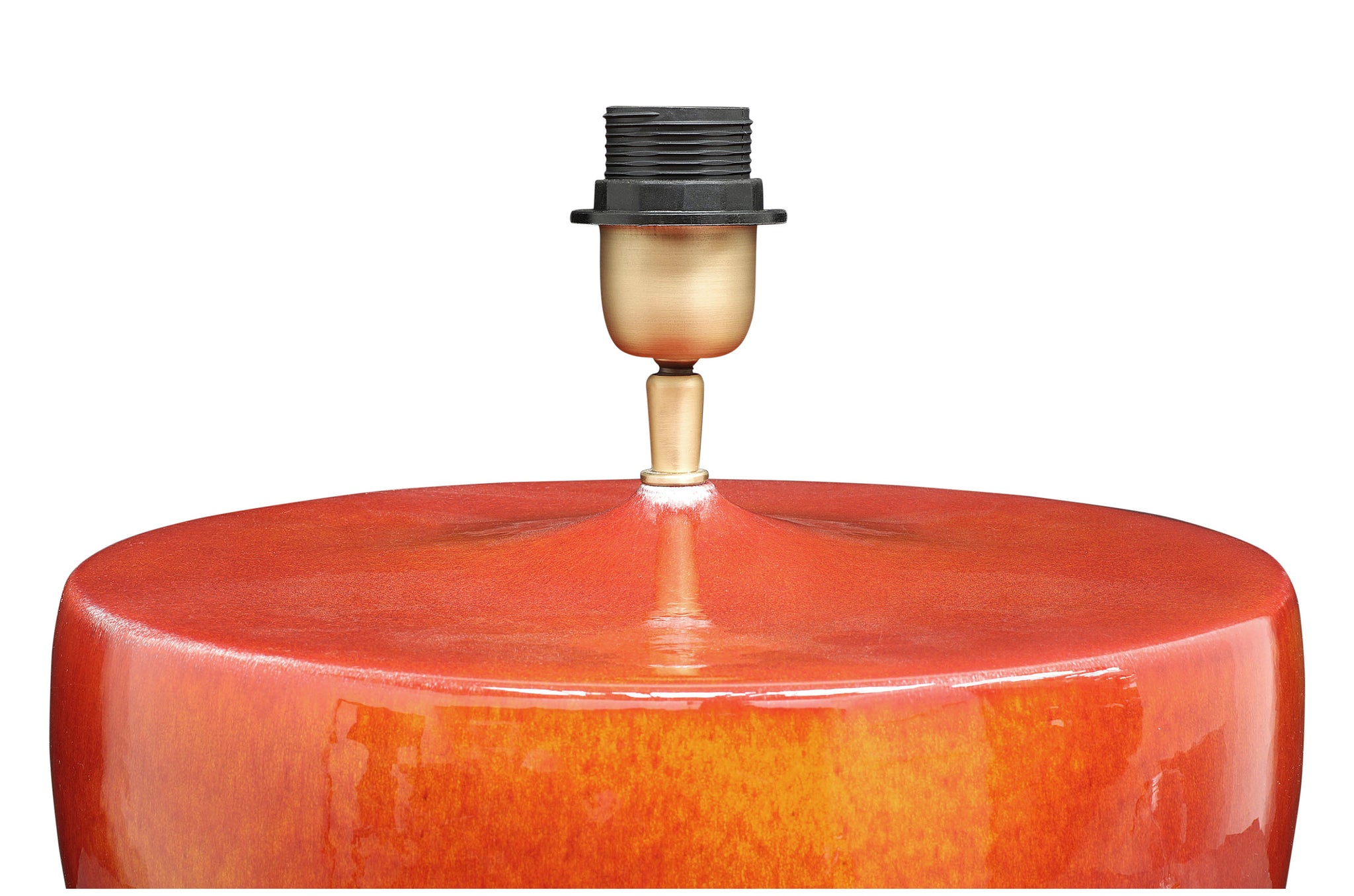 Keramische tafellamp Otis met warme oranje tint en stoffen kap