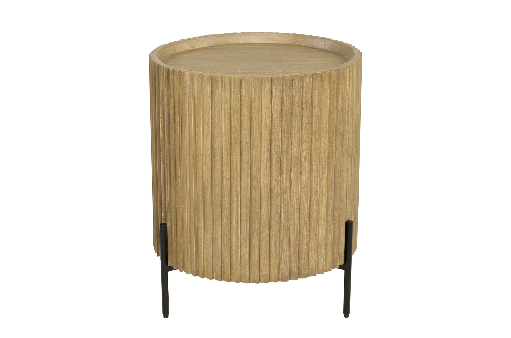 Design bijzettafel van beukenhout met verticale lijnen, ook geschikt als nachtkastje