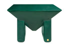 Salontafel Prism in glossy Racing Green met geometrische vorm en drie poten