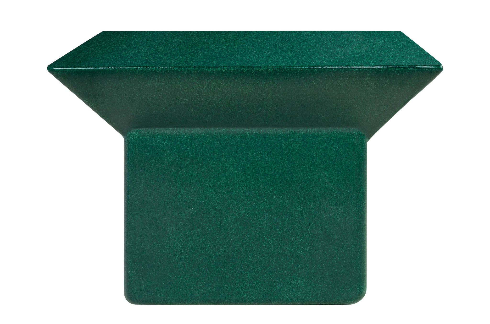 Diepgroene GRC salontafel met glanzende afwerking en sculpturaal design